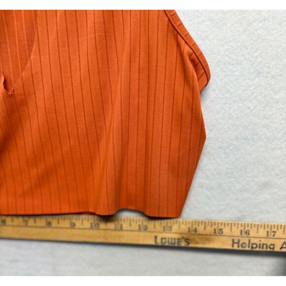 Shein Crop Top Tank Orange Striped Modified V Neck Stretch Size Small - Picture 7 of 8